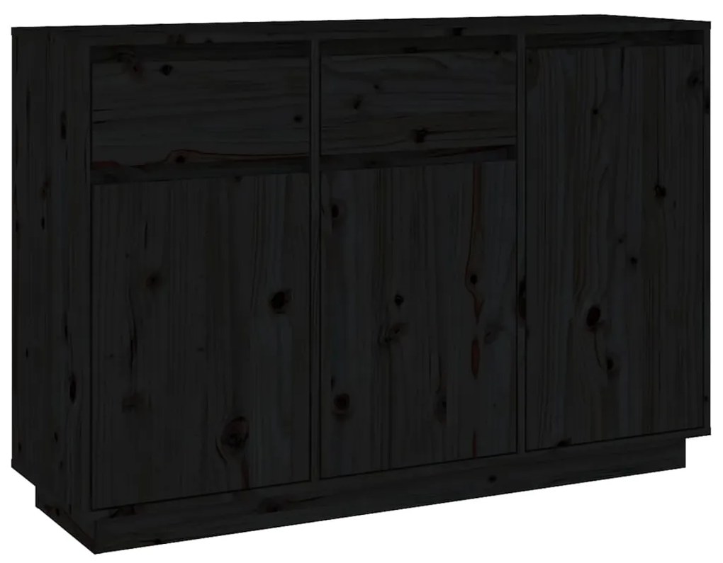 814333 vidaXL Servantă, negru, 110x34x75 cm, lemn masiv de pin