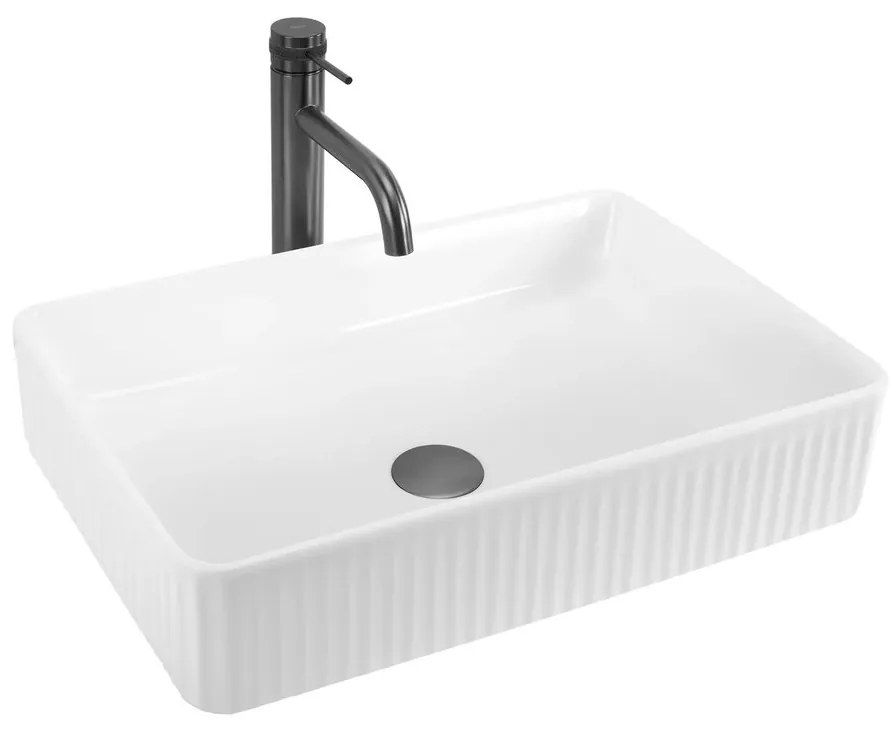 Lavoar pe blat Rea Fiorella dreptunghiular 50 cm alb lucios