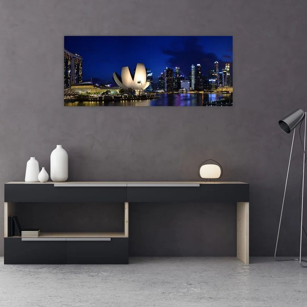 Tablou Singapore nocturn (120x50 cm), în 40 de alte dimensiuni noi