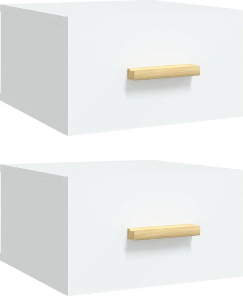 vidaXL Noptiere de perete, 2 buc., alb, 35x35x20 cm