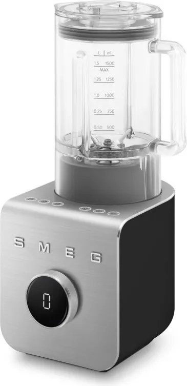 Blender Smeg Collezione BLC02BLMEU, 1400 W, 1,5 l, 22 000 rpm, 5 programe, 9 viteze, Măcinare gheață, Oțel inoxidabil, Negru/Inox