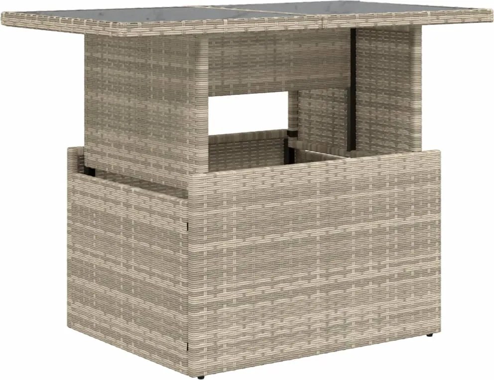 vidaXL Masă de grădină cu blat din sticlă, gri deschis, 100x55x73 cm