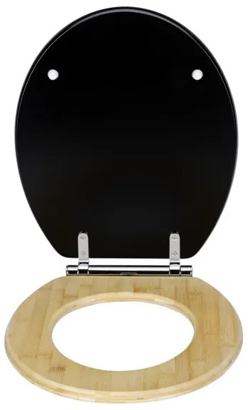 WENKO 25772100 - Capac WC BAMBUZA 37x44 cm negru/maro/crom lucios