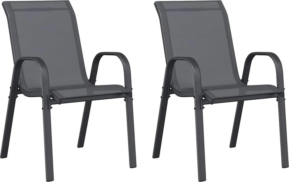 vidaXL Scaune de grădină stivuibile, 2 buc., gri, textilenă