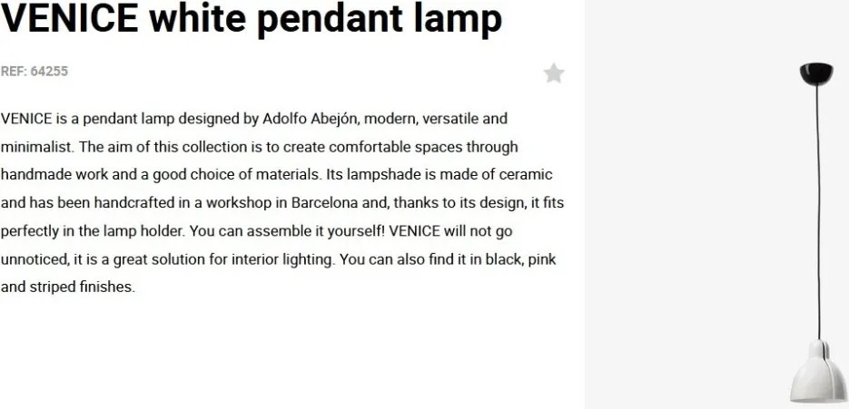 Pendul ceramic design decorativ VENICE White