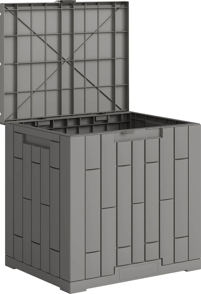 Outsunny Ladă de Grădină 114L din Rășină Impermeabilă și Anti-UV cu Închidere cu Cheie, 56x44x54 cm, Gri | Aosom Romania