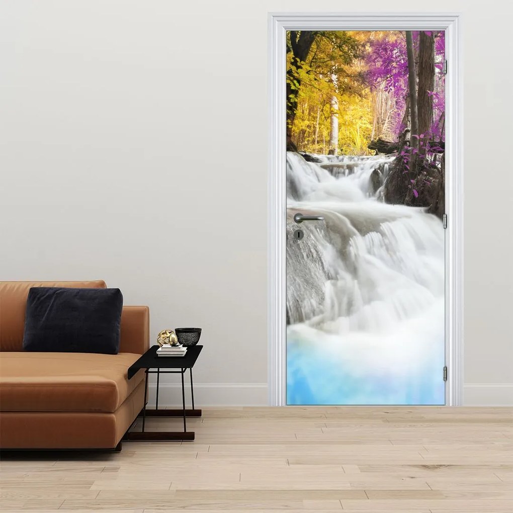 Fototapet pentru ușă - Erawan, cascadă în pădure (95x205cm)