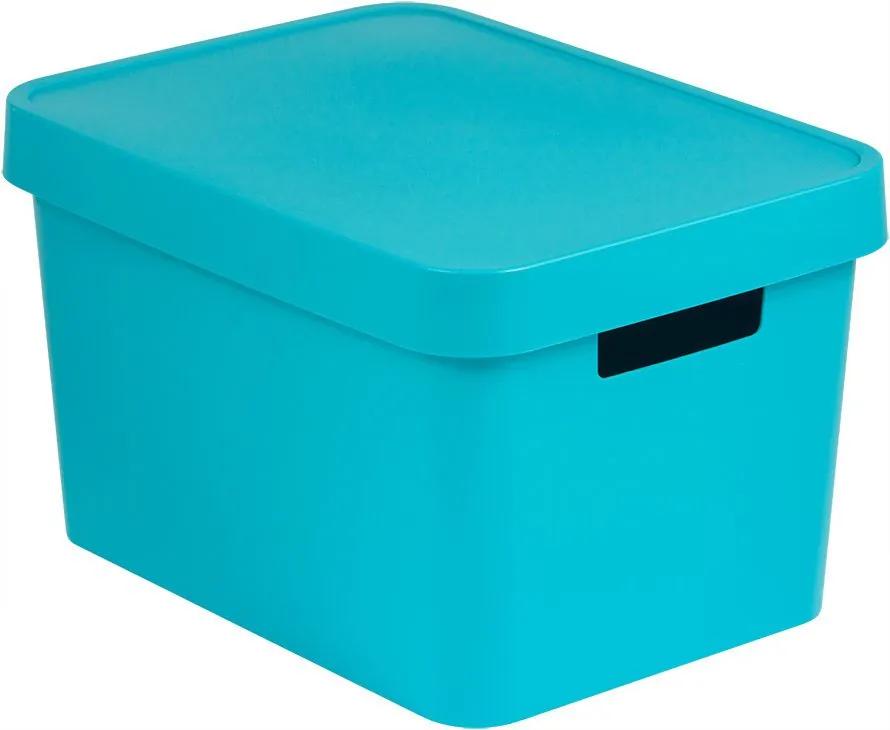 Cutie de depozitare din plastic cu capac 17L, albastru, CURV