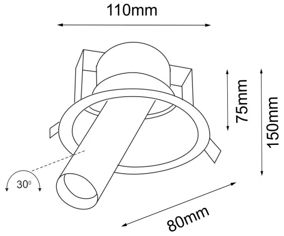 Spot încastrat YAKUMO 1xGU10/15W/230V d. 11 cm negru Shilo 7804
