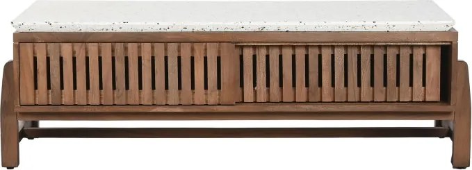 Masuta de cafea din lemn de acacia si marmura, 127X67X47 cm, " Terrazo "