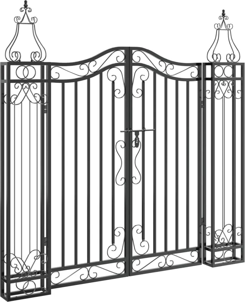 vidaXL Poartă de grădină, negru, 121x8x120 cm, fier forjat