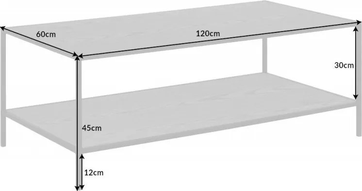 Masuta design industrial Slim Line 120cm, negru