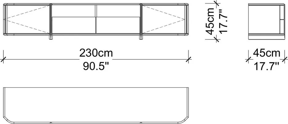 Unitate TV lemn masiv Nova 230 cm