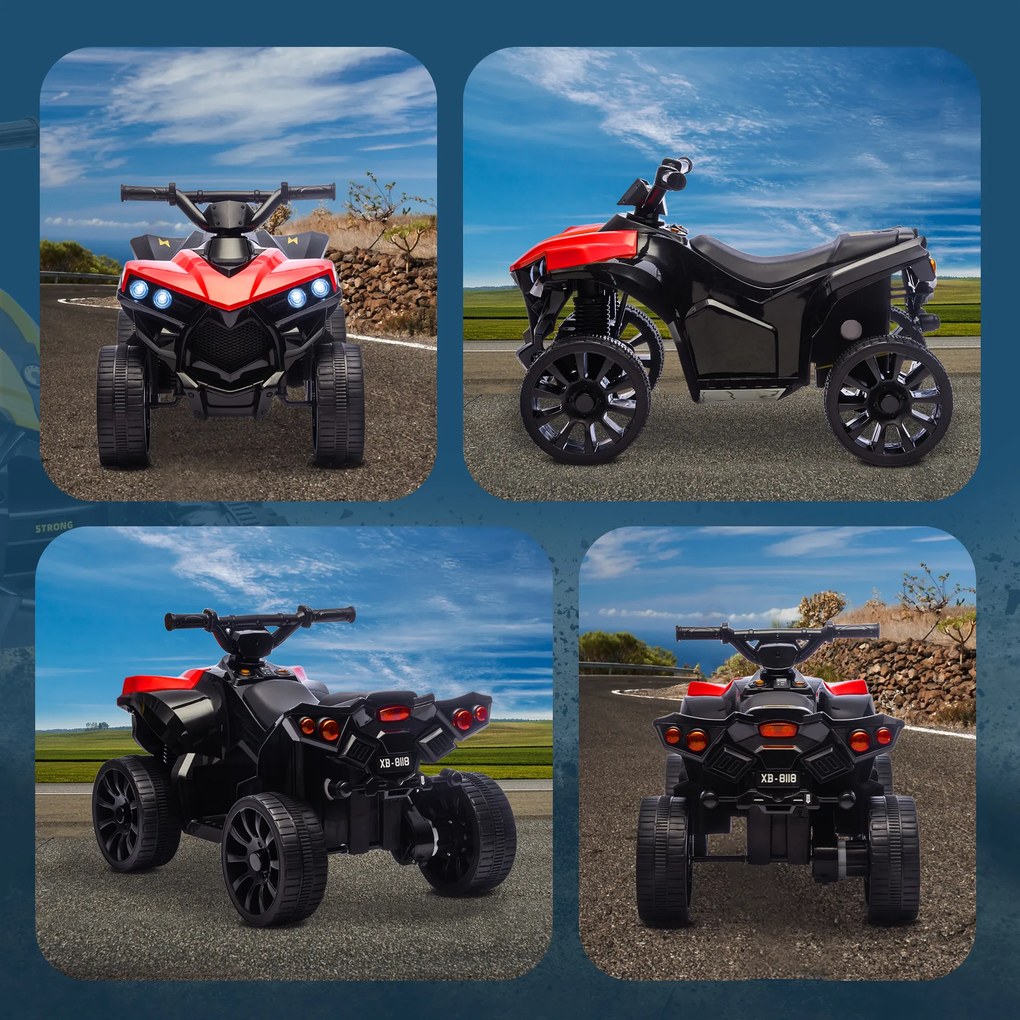 AIYAPLAY ATV 6V pentru Copii, Mașinuță Electrică cu 4 Roți cu Muzică și Faruri LED, pentru Vârstele 3-8 Ani, Băieți și Fete, Roșu | Aosom Romania