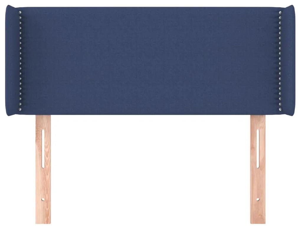 Tablie de pat cu aripioare albastru 83x16x78 88 cm textil 1, Albastru, 83 x 16 x 78 88 cm