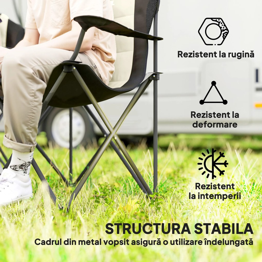 Outsunny 2 Scaune Camping PliaBile Alb-Crem | Aosom Romania