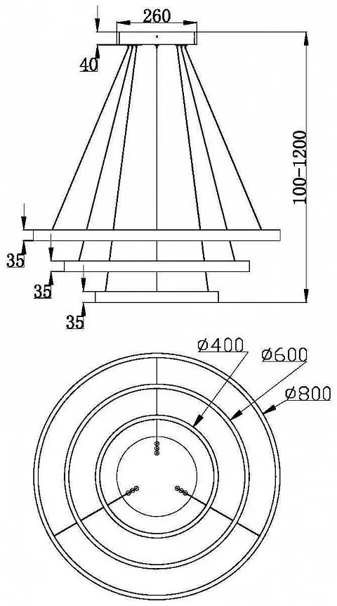Lustra cu 3 inele LED design modern Rim alama 80cm, 3000K