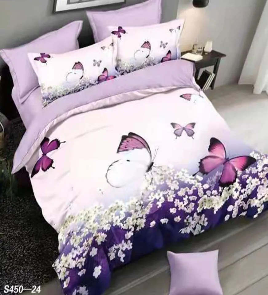 Lenjerie de pat catifea, 6 piese, lila, S450-24