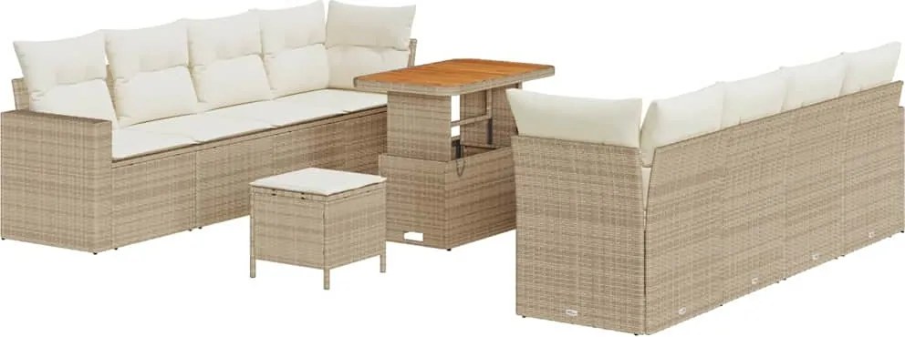 vidaXL Set de canapele pentru grădină 11 pcs Bej poliratan