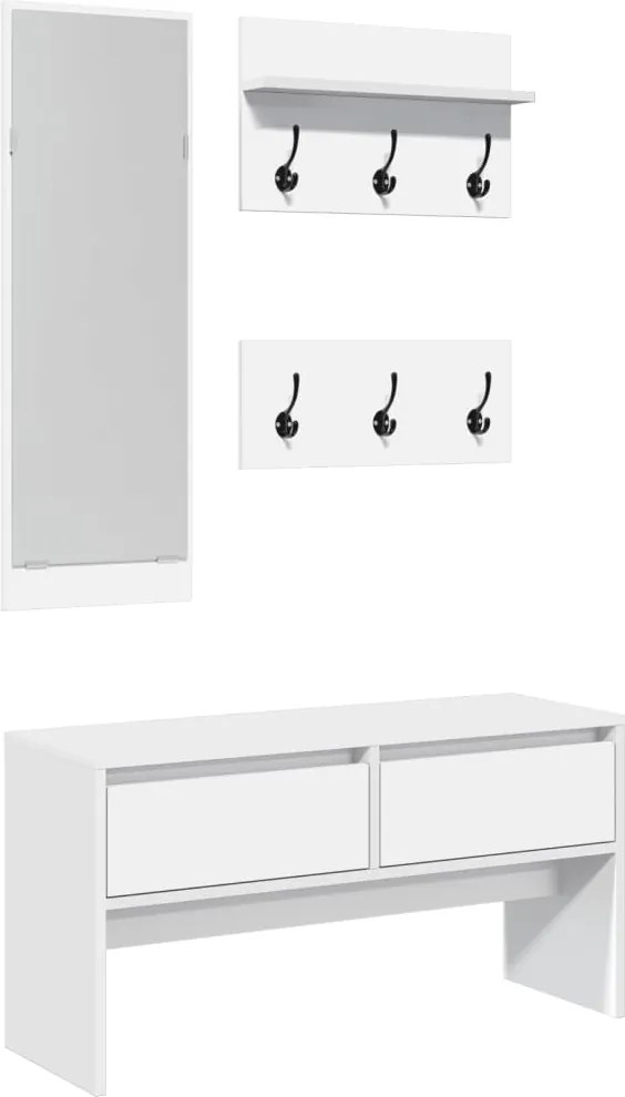 vidaXL Set de mobilier pentru hol, 4 piese, alb, lemn prelucrat