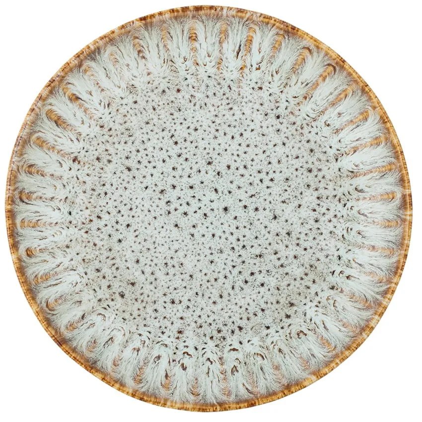 Farfurie albastră/bej pentru servire din gresie ø 17 cm Fleur – Bloomingville