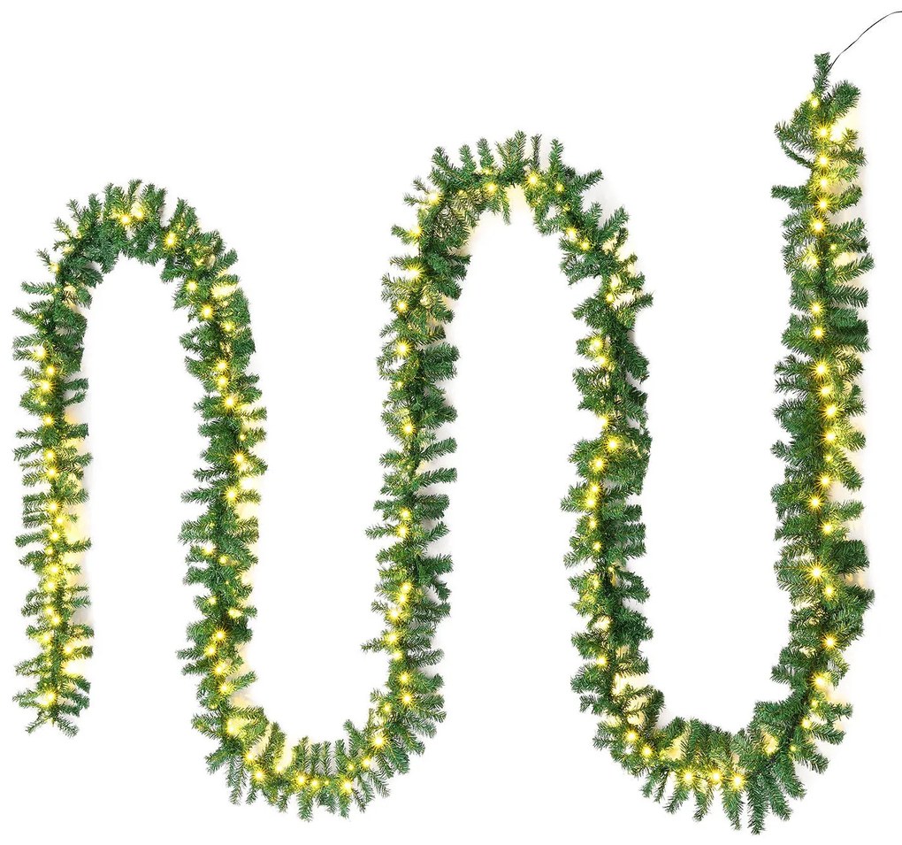 Ghirlanda artificială de crăciun 10 m verde cu 200 diode LED