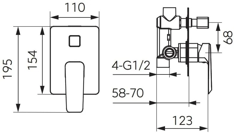 Baterie cada/dus FDesign Brina, montaj incastrat, corp ingropat inclus, crom - FDSFD1-BRN-7P-11