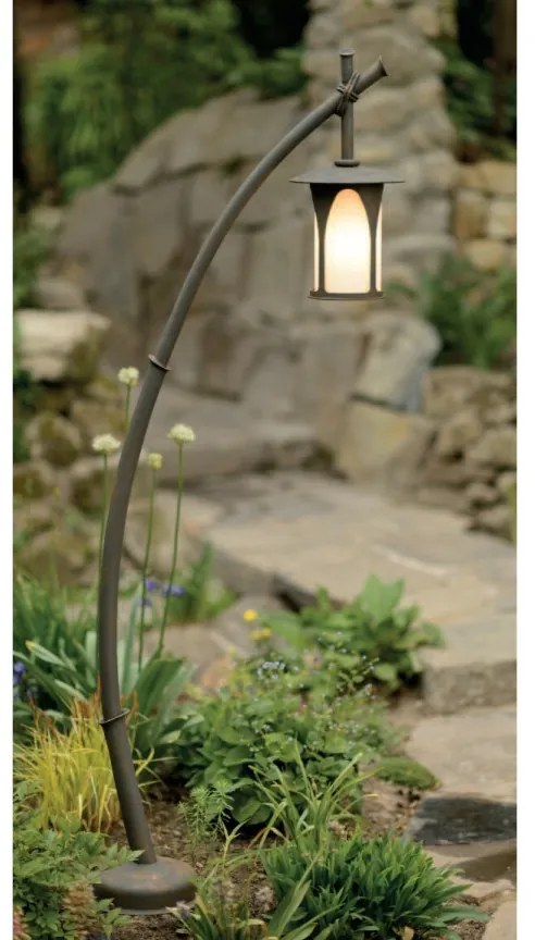 Stalp iluminat exterior din fier forjat, design asiatic, inaltime 158cm, AL 6641