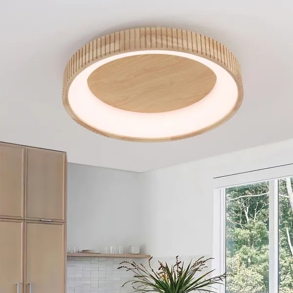 Brilagi - Plafonieră LED FALCON WOOD MODERN, 40 W, 230 V, Ø 60 cm, lemn