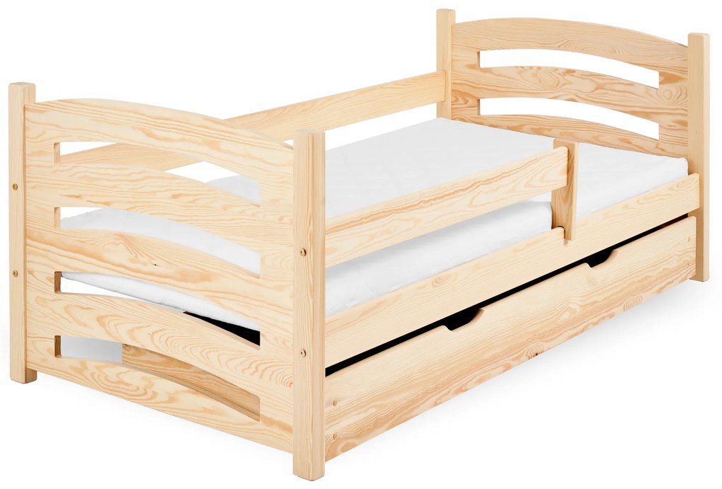 Pat pentru copii MELA 80 x 160 cm, pin Saltea: saltea EASYSOFT 10 cm, Somiera: cu somiera din lamele