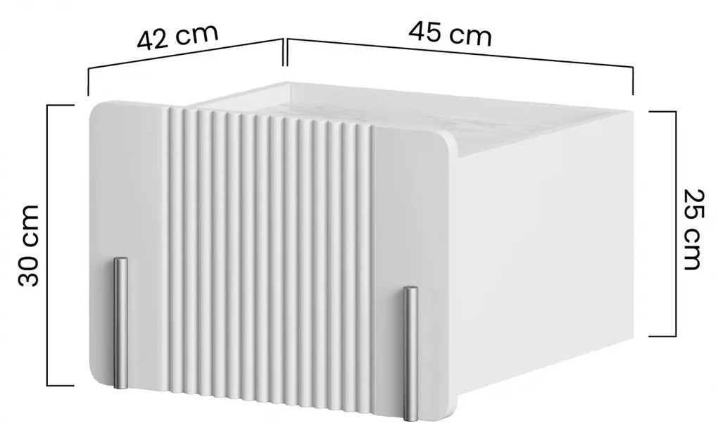 Noptieră Malmi 45 cm cu sertar - cașmir / alb crem / element negru