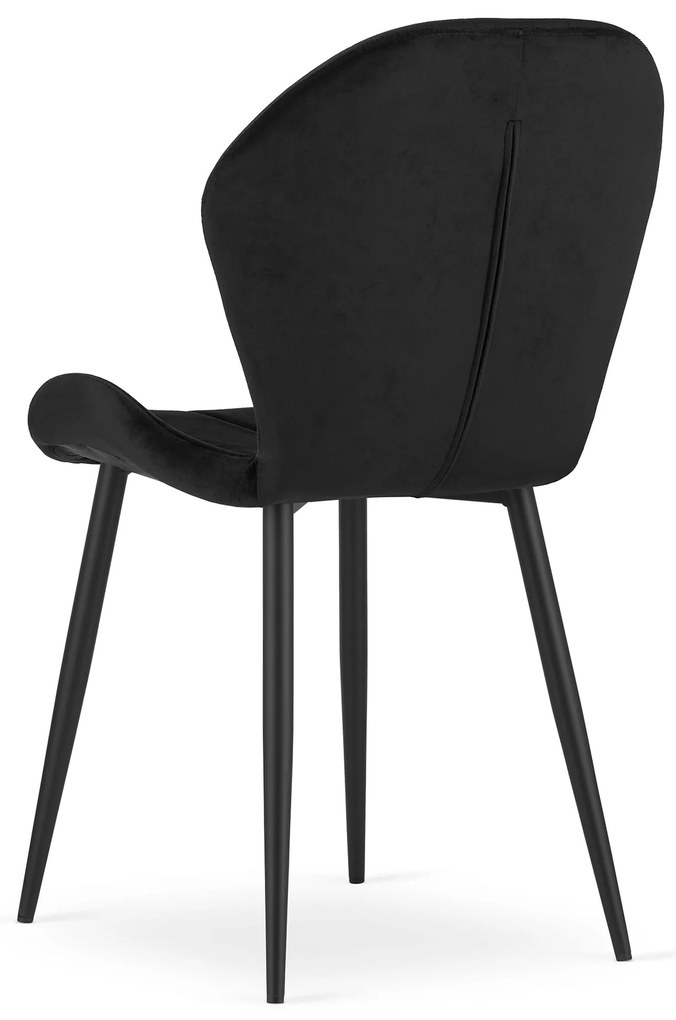 Scaun de masa din catifea neagra cu picioare negre, TERNI