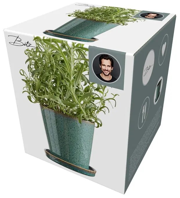 Ghiveci decorativ din gresie ø 10 cm Gastro Green/Black – Bitz