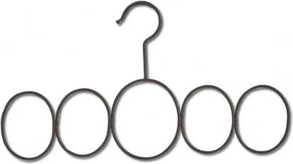 Umeras multiplu din metal, pentru accesorii cu 5 inele, Belt Negru, l33,5xH18 cm