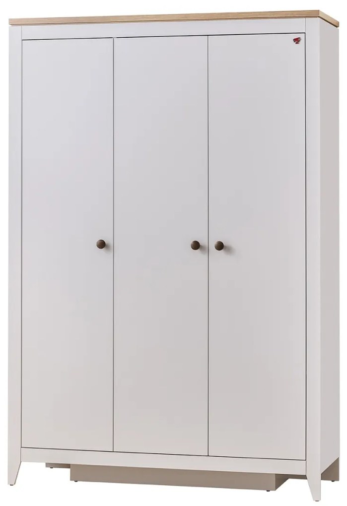 Dulap modern alb pentru copii, 3 usi, 138x58x207 cm, colectia Lucia