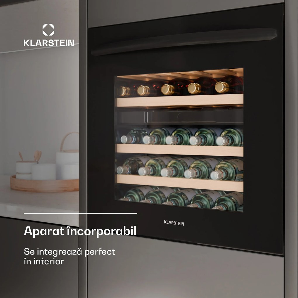 Klarstein Vinsider 30 Built-In Uno răcitor de vin, 30 sticle, integrat, LED, silențios