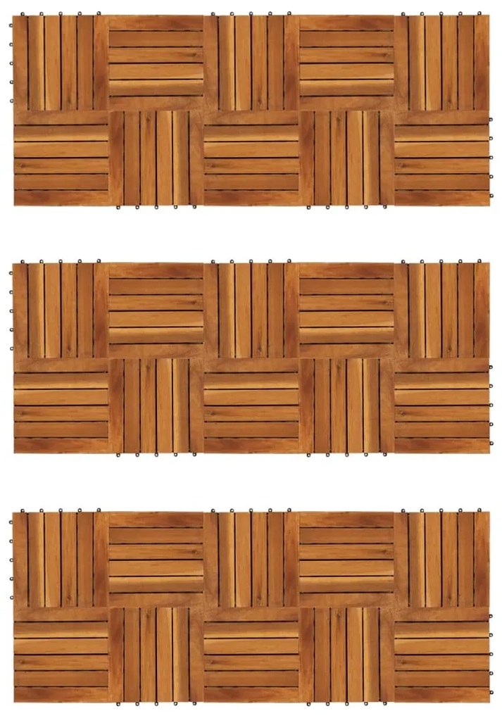Set dale din lemn de salcâm cu model vertical 30 x 30 cm, 30 buc.