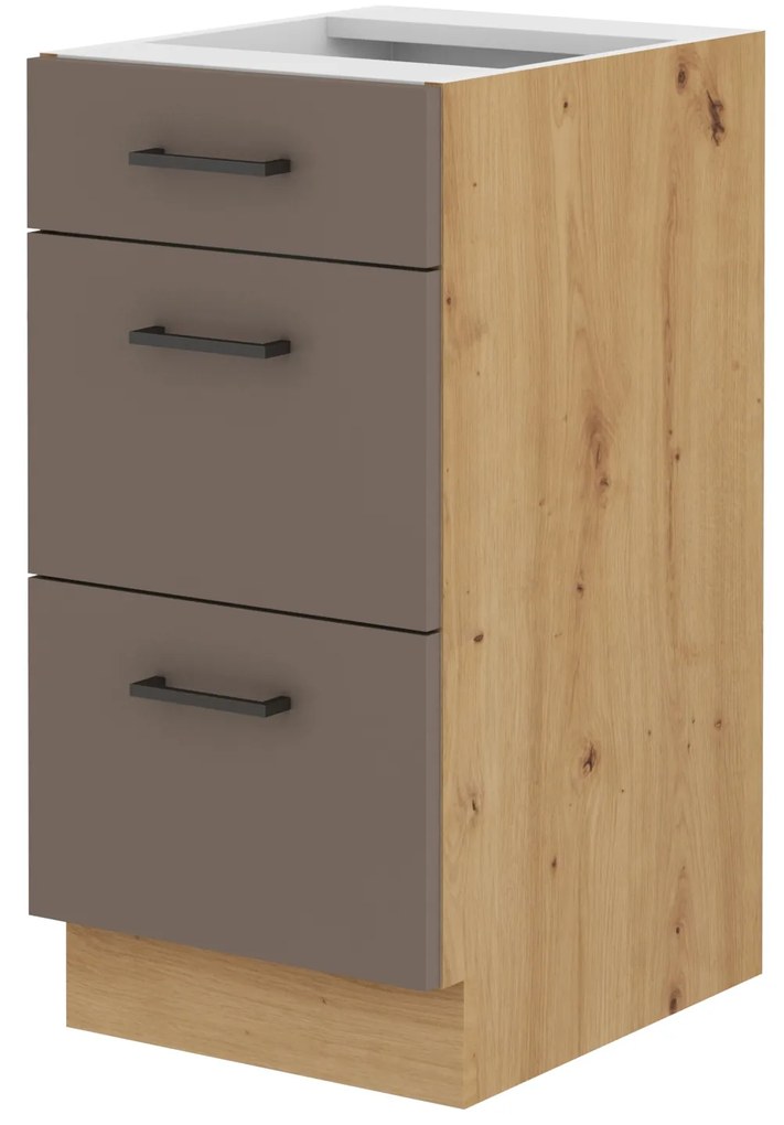 Dulap inferior de bucătărie Barb 40 D 3S BB QUADRO (stejar artisan + trufă). 1044940