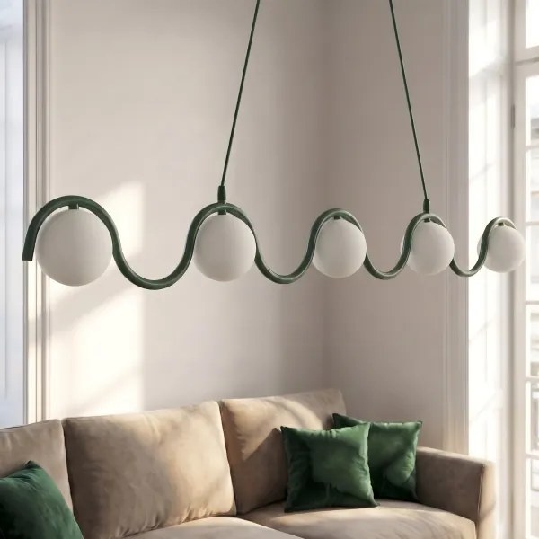 Candelabru suspendat pe cablu SINUS 5xG9/8W/230V verde