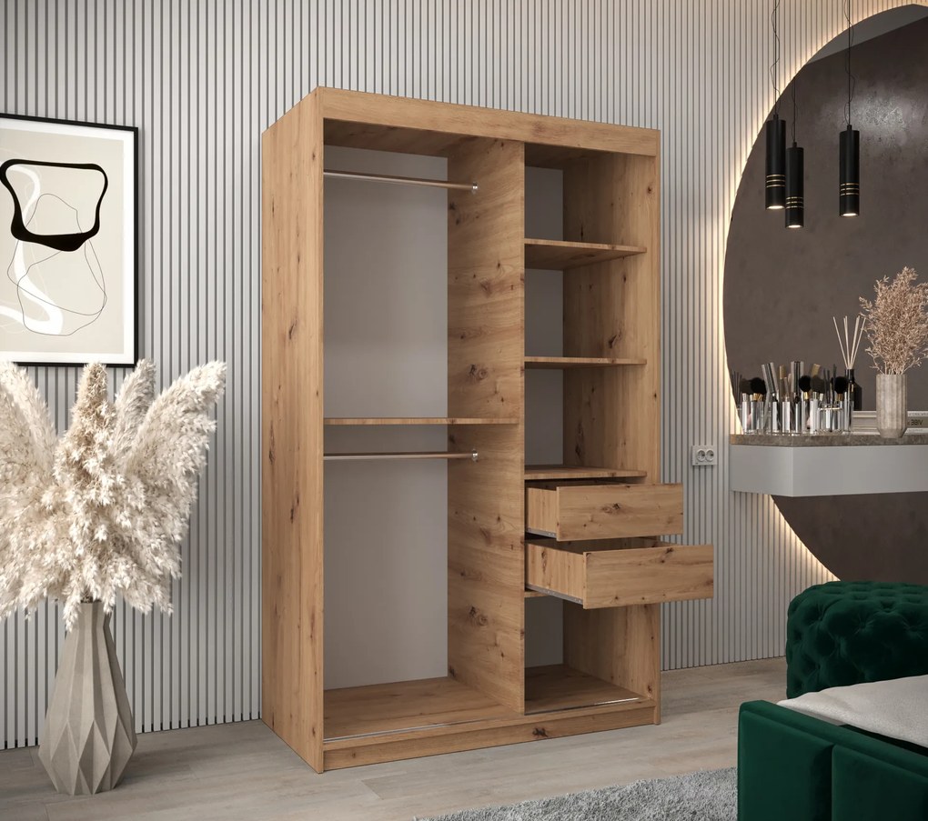 Dulap de haine 120 cm Mokka (Stejar artisan). 1126023