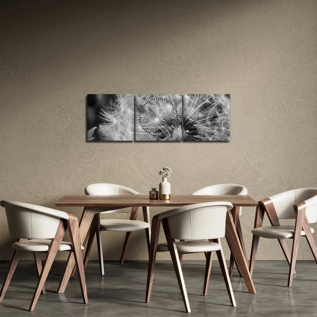 Tablou - mulțime de păpădii (cu ceas) (90x30 cm)