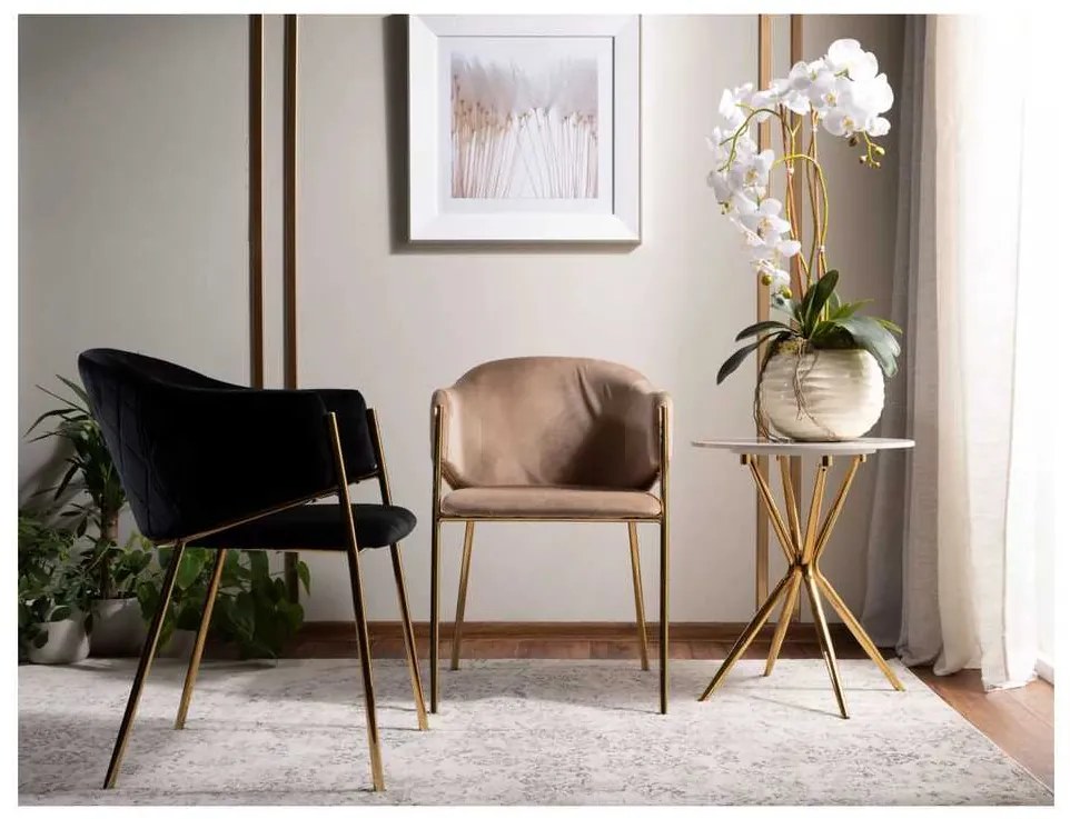 Scaun de bucătărie Serilda Velvet II, negru / auriu