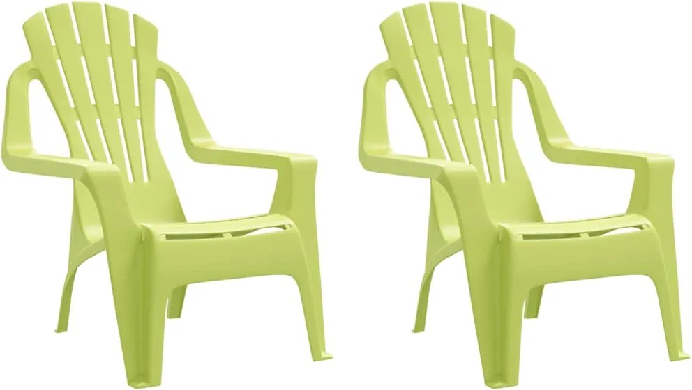 vidaXL Scaune grădină de copii 2 buc. verde 37x34x44 cm PP aspect lemn
