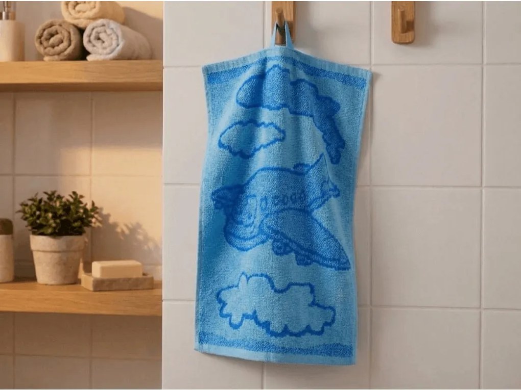 Prosop pentru copii BEBÉ avion albastru 30x50 cm