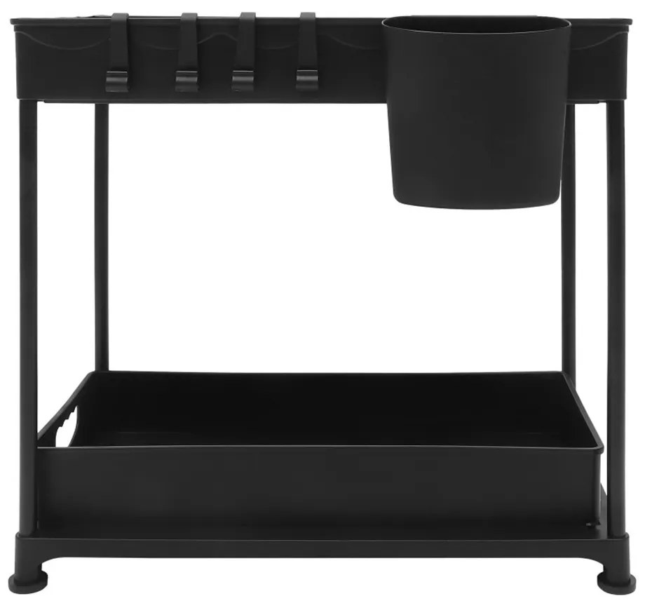 Suport de organizare pe 2 niveluri, sub chiuveta, 2 buc, negru