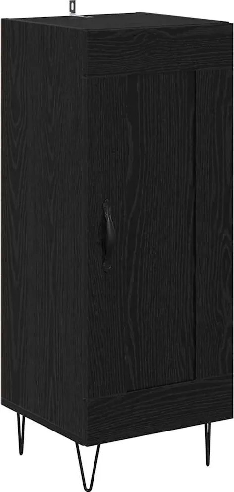 vidaXL Bufet Stejar Negru 34,5 x 34 x 90 cm Lemn Ingineresc și Fier