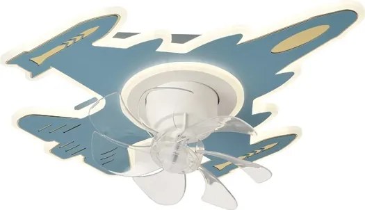 Plafonieră LED pentru copii, dimabilă, cu ventilator, LED/63W/230V 3000/4000/6000K, albastră