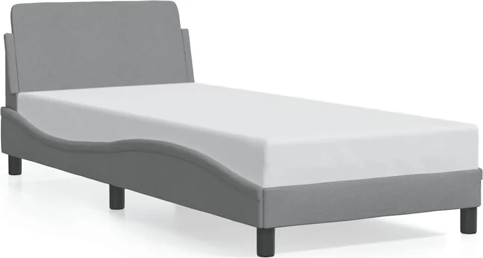vidaXL Cadru de pat, Dover, gri deschis, 90x190 cm, textil