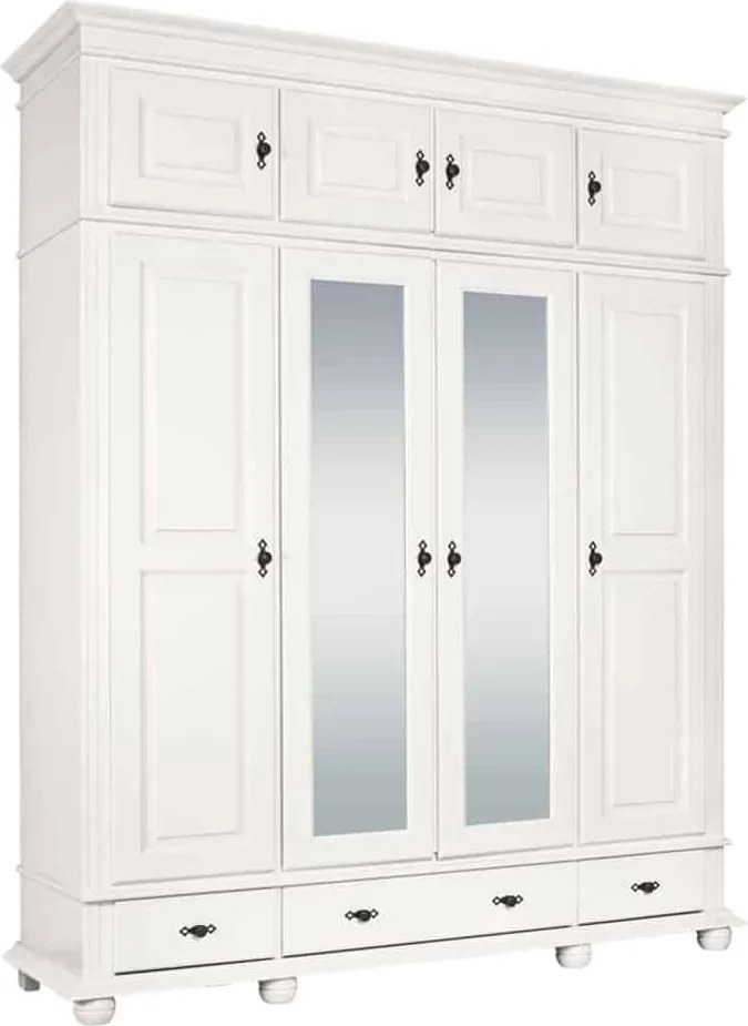 Dulap lemn masiv alb Înalt Arlo, 197 × 58 × 240 cm