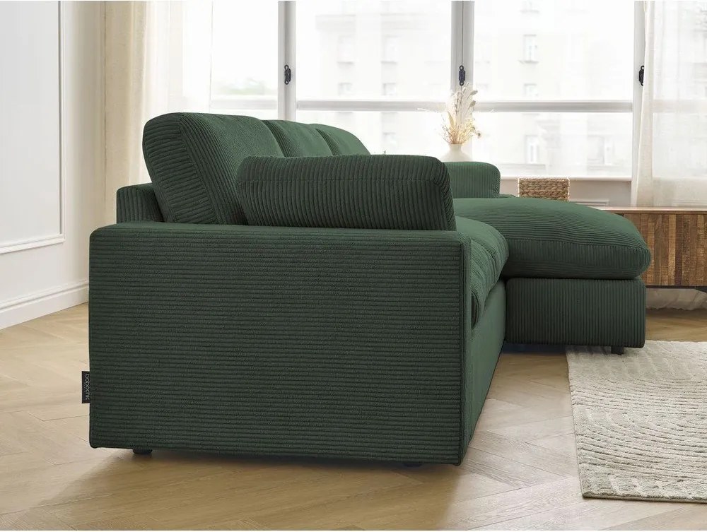 Colțar verde cu tapițerie din catifea reiată Belair – Bobochic Paris